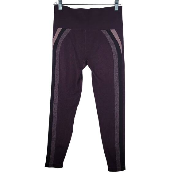 Spanx Seamless Track Stripe Leggings Jammy Plum Large - Picture 4 of 5